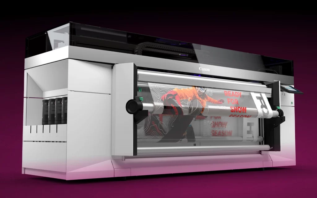 Immagine dov'è raffigurata la Canon Colorado Serie M, con vista sulle cartucce d'inchiostro