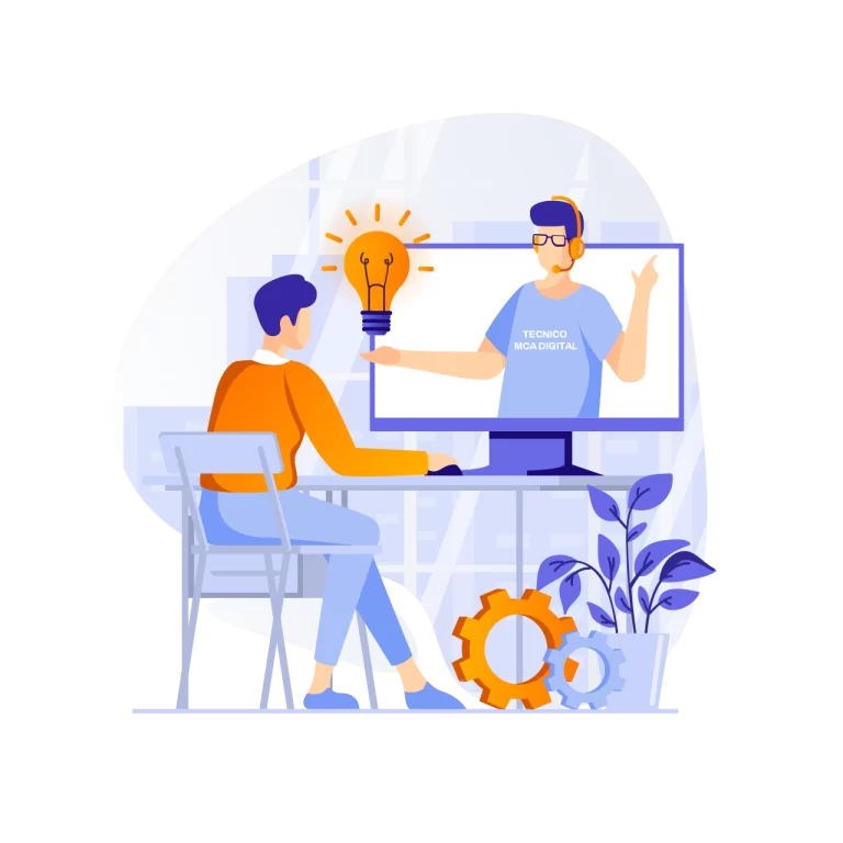 Illustrazione di un tecnico MCA che aiuta un operatore